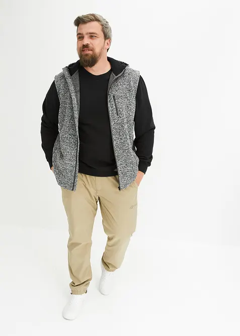 Stickad fleeceväst med huva, bonprix