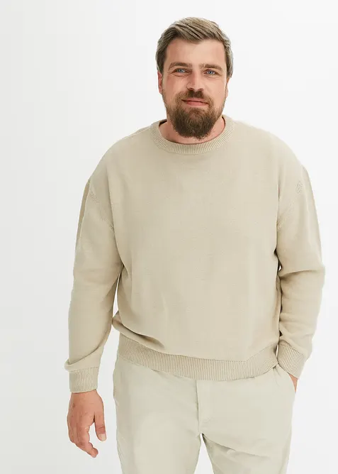 Tröja med rund halsringning i bomullsblandning, Loose Fit, bonprix