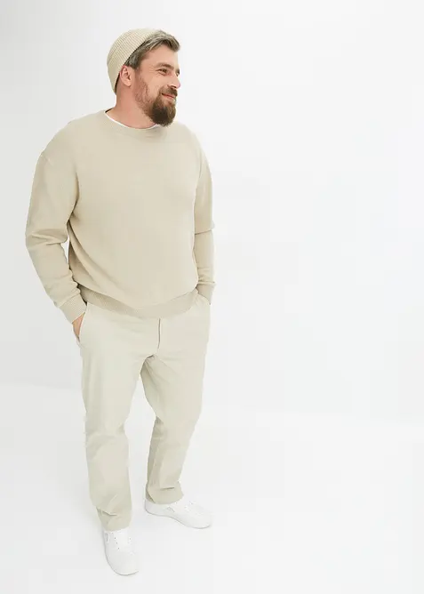 Tröja med rund halsringning i bomullsblandning, Loose Fit, bonprix