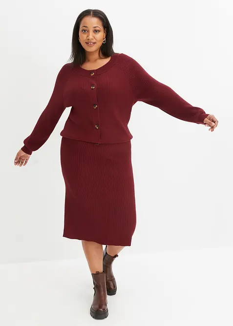 Ribbstickad kjol i viskosmix, bonprix