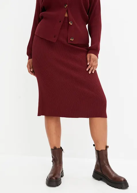 Ribbstickad kjol i viskosmix, bonprix