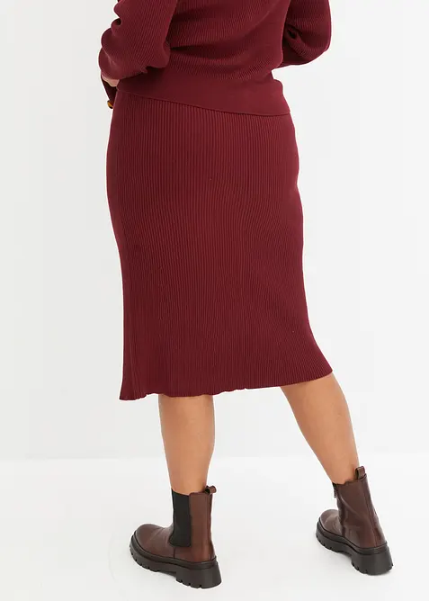 Ribbstickad kjol i viskosmix, bonprix