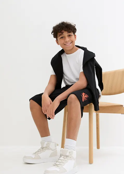 Långa shorts i sweatshirtkvalitet i ekologisk bomull för barn, bonprix