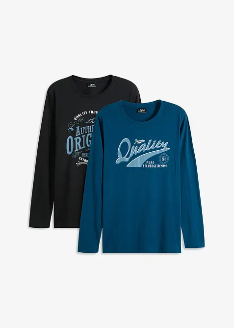 Långärmad T-shirt med ekologisk bomull (2-pack), bonprix