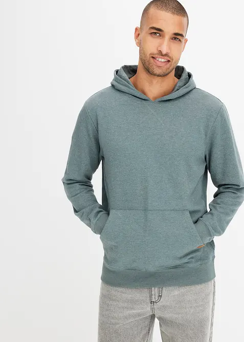 Melerad sweatshirt med huva, bonprix