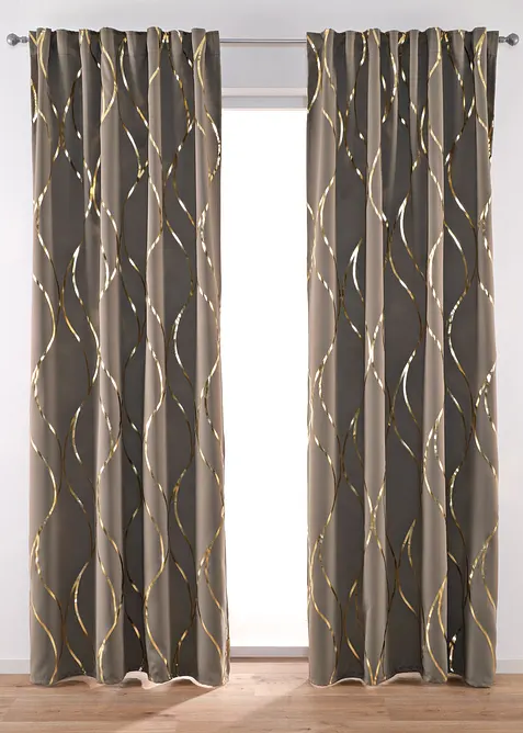 Mörkläggande gardinlängd med glansigt mönster (1-pack), bonprix