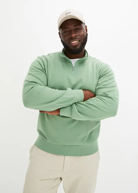 Sweatshirt med krage och kort dragkedja, bonprix