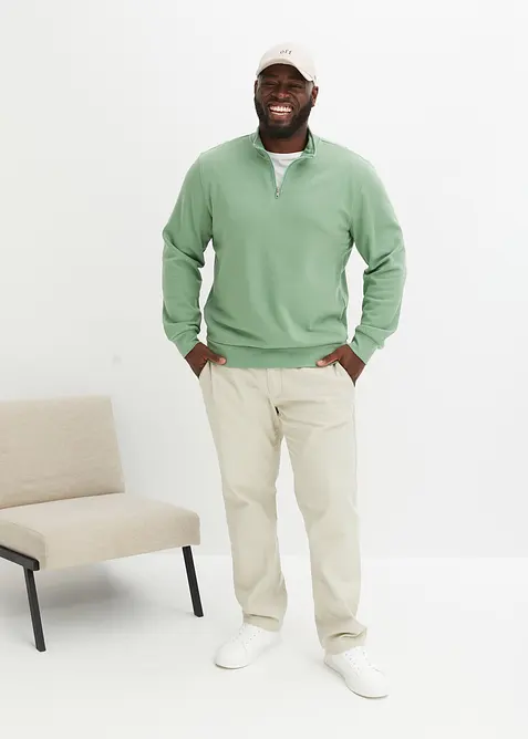 Sweatshirt med krage och kort dragkedja, bonprix