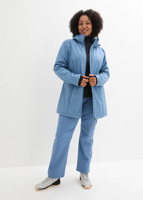 Lång funktionsjacka i softshell med teddyfleece, bonprix