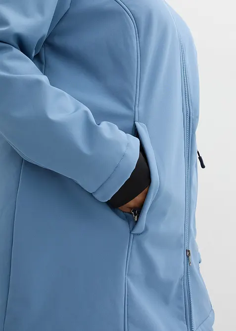 Lång funktionsjacka i softshell med teddyfleece, bonprix