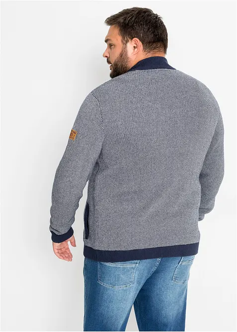 Cardigan i ren bomull med ståkrage, bonprix