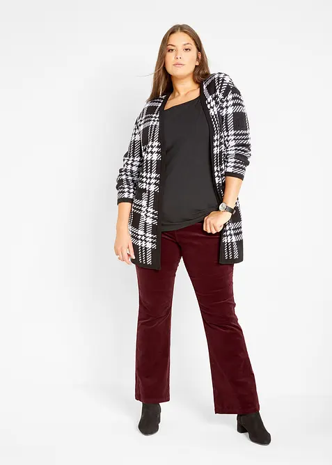 Stretchig manchesterbyxa med bekv&auml;m h&ouml;g midja och vida ben, bonprix