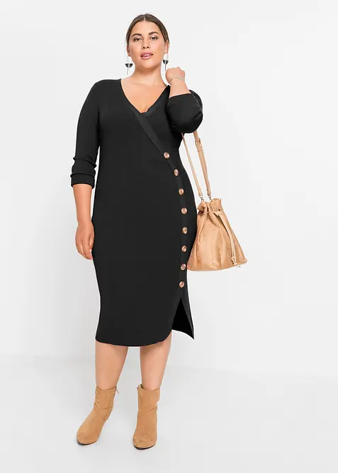 Stickad klänning av viskosmix, bonprix