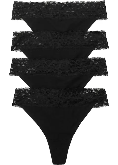 Stringtrosa med bomull (4-pack), bonprix