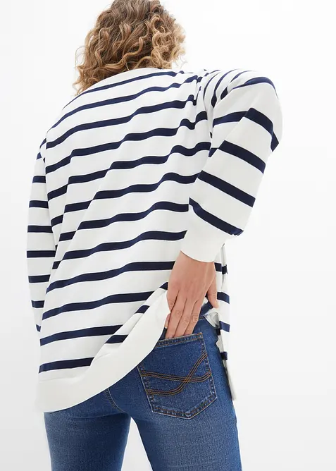 L&aring;ng sweatshirt med krage och dragkedja, bonprix