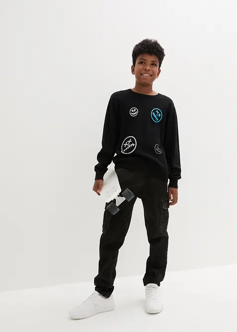 Finstickad tröja av ren bomull, bonprix