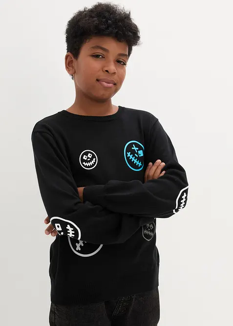 Finstickad tröja av ren bomull, bonprix