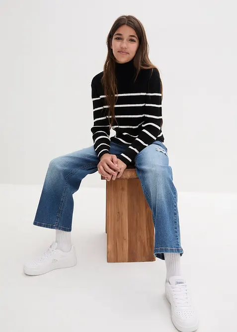 Wide Leg Jeans Mid Waist för barn, bonprix