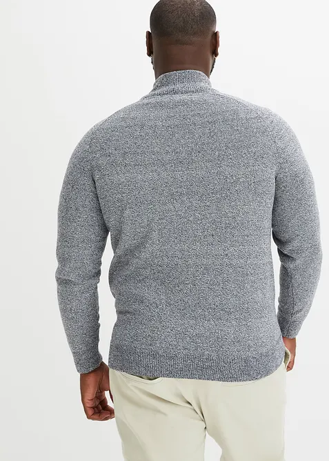 Tröja med krage och dragkedja, återvunnen bomull, bonprix