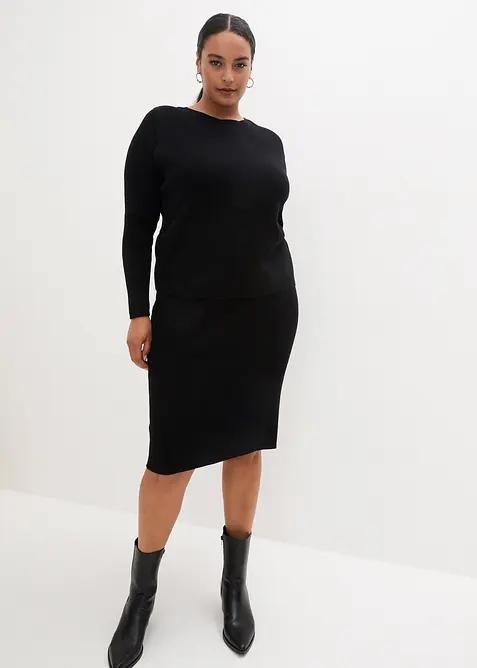 Stickad kl&auml;nning och slipover (2 delar), bonprix