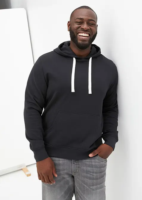 Sweatshirt med huva i ren bomull, bonprix