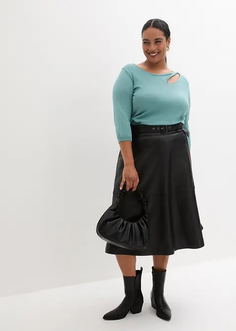 Finstickad tröja i viskosmix, bonprix