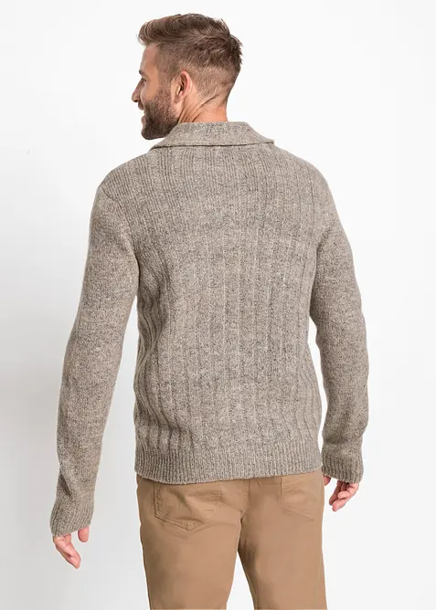 Cardigan med ribbstickat mösnter, bonprix