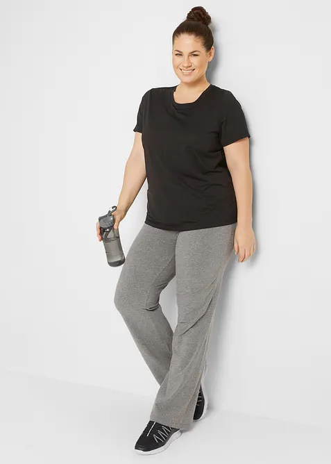 Stretchig sportbyxa i bomull med bootcut (2-pack), bonprix