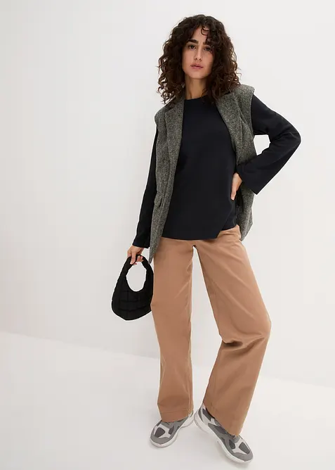 L&aring;ng&auml;rmad T-shirt i tung bomull, Essentials, bonprix