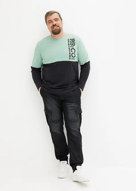 Mjuka jeans med cargofickor, Regular Fit, Straight, bonprix