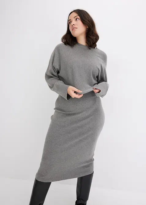 Stickad kl&auml;nning och topp (2 delar), bonprix