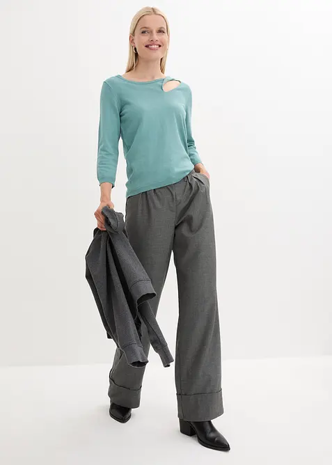 Finstickad tröja i viskosmix, bonprix