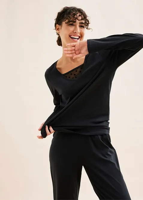 Pyjamas med mjuk mesh, bonprix