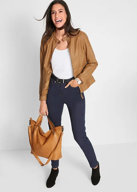 Slim Fit Jeans Mid Waist, med bekv&auml;m midja, bonprix