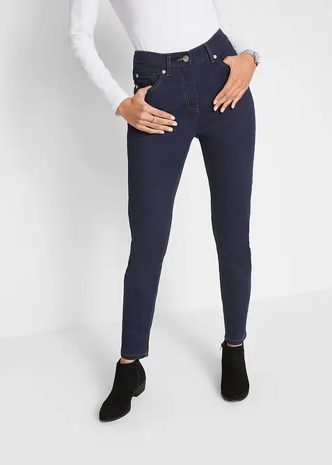 Slim Fit Jeans Mid Waist, med bekv&auml;m midja, bonprix