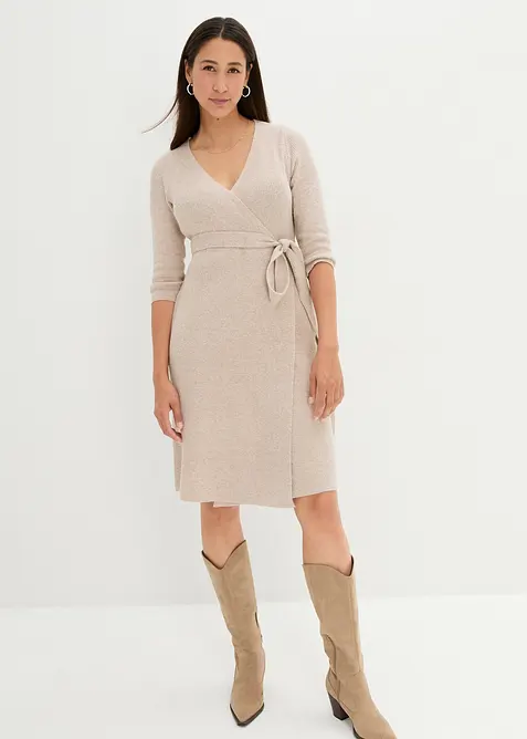 Extra mjuk stickad mamma-/amningsklänning med 3/4-ärm, bonprix