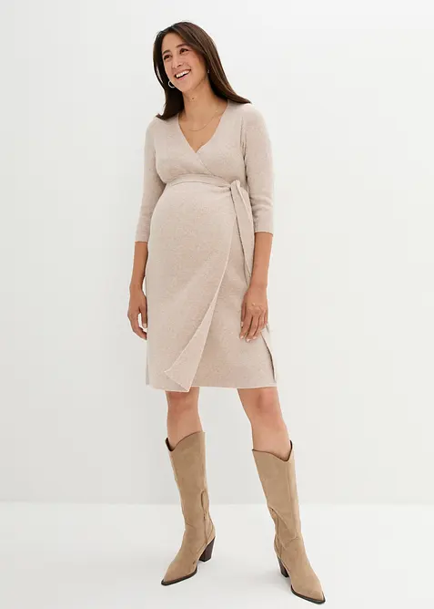 Extra mjuk stickad mamma-/amningskl&auml;nning med 3/4-&auml;rm, bonprix