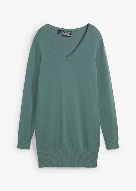 Lång baströja med V-ringning, bonprix