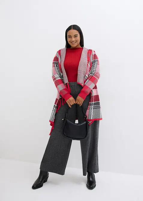 Lång cardigan med fransar, bonprix