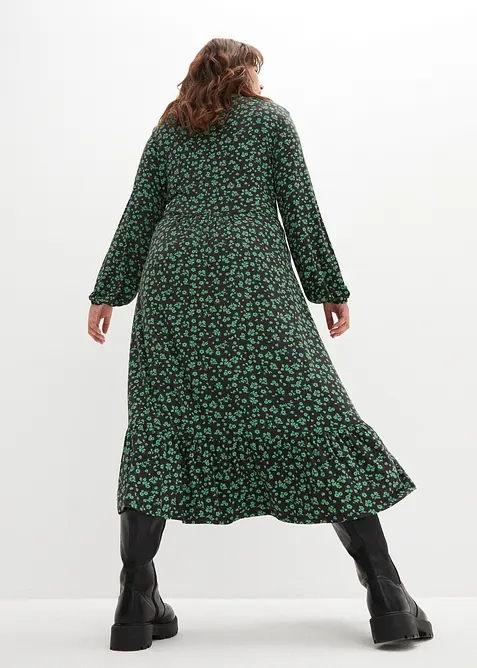 Jerseyklänning i böljande viskosmix, bonprix