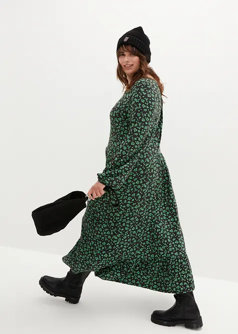 Jerseyklänning i böljande viskosmix, bonprix