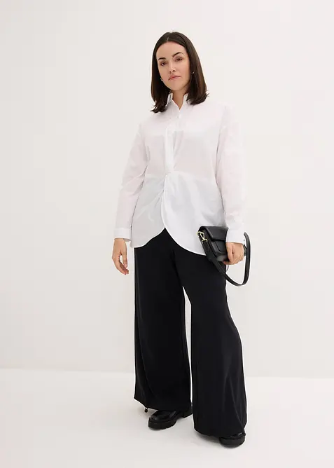 Lång blus av bomull med längre bakstycke, bonprix