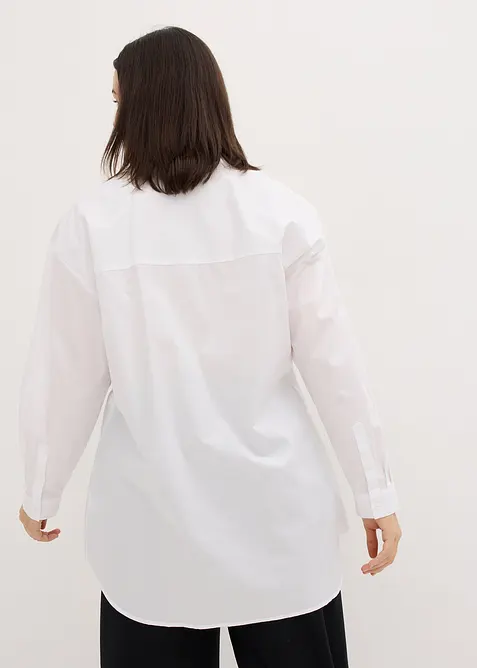 Lång blus av bomull med längre bakstycke, bonprix