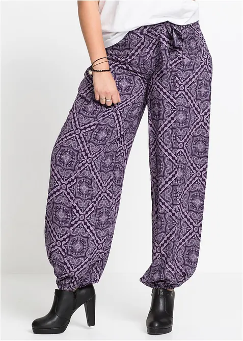 Byxa av mjuk viskos med resårlinning, bonprix