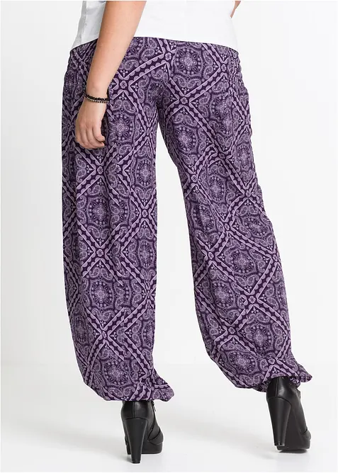 Byxa av mjuk viskos med resårlinning, bonprix