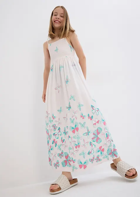 Maxiklänning för barn i följsam viskos, bonprix