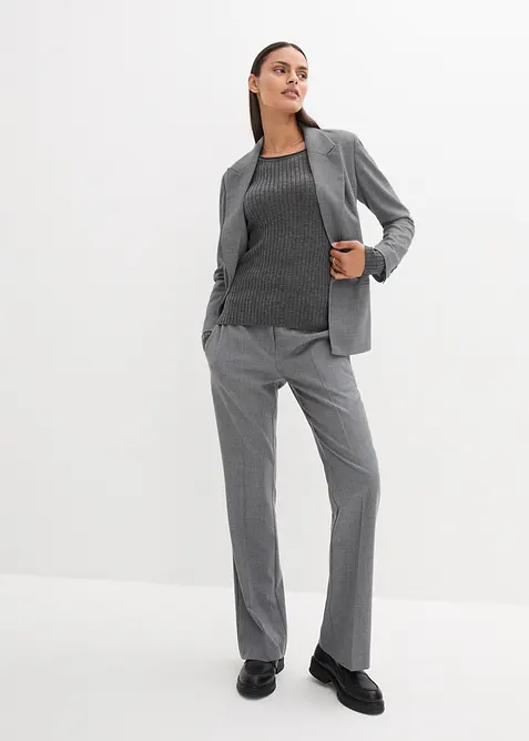 Ribbstickad tröja av merinoull, bonprix