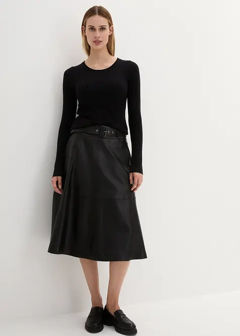 Ribbstickad tr&ouml;ja av merinoull, bonprix