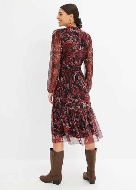 Mellanlång meshklänning, bonprix