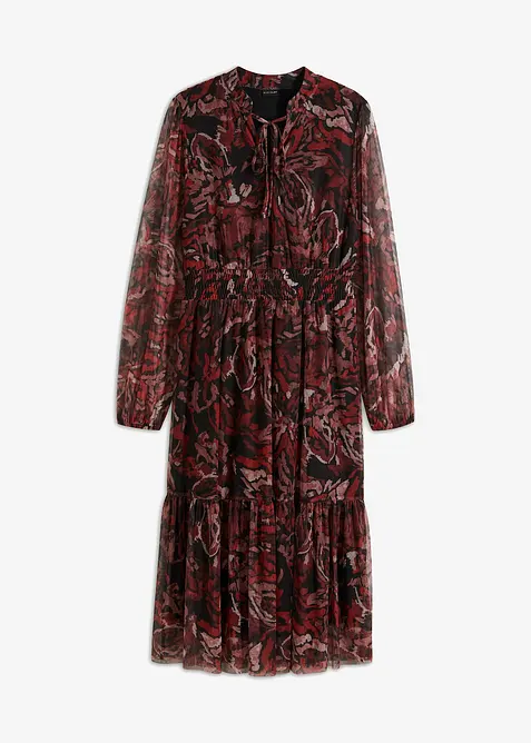 Mellanlång meshklänning, bonprix